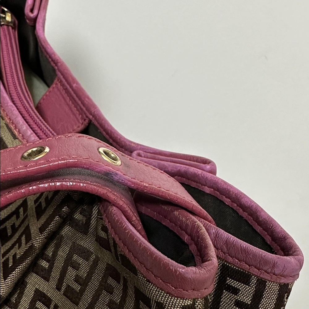 💯Authentic Fendi Zucchino Canvas and Leather Charm Shoulder Bag🍀 - Picture 9 of 17